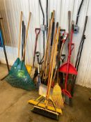 Lot of asst. Brooms, Shovels, and Rakes