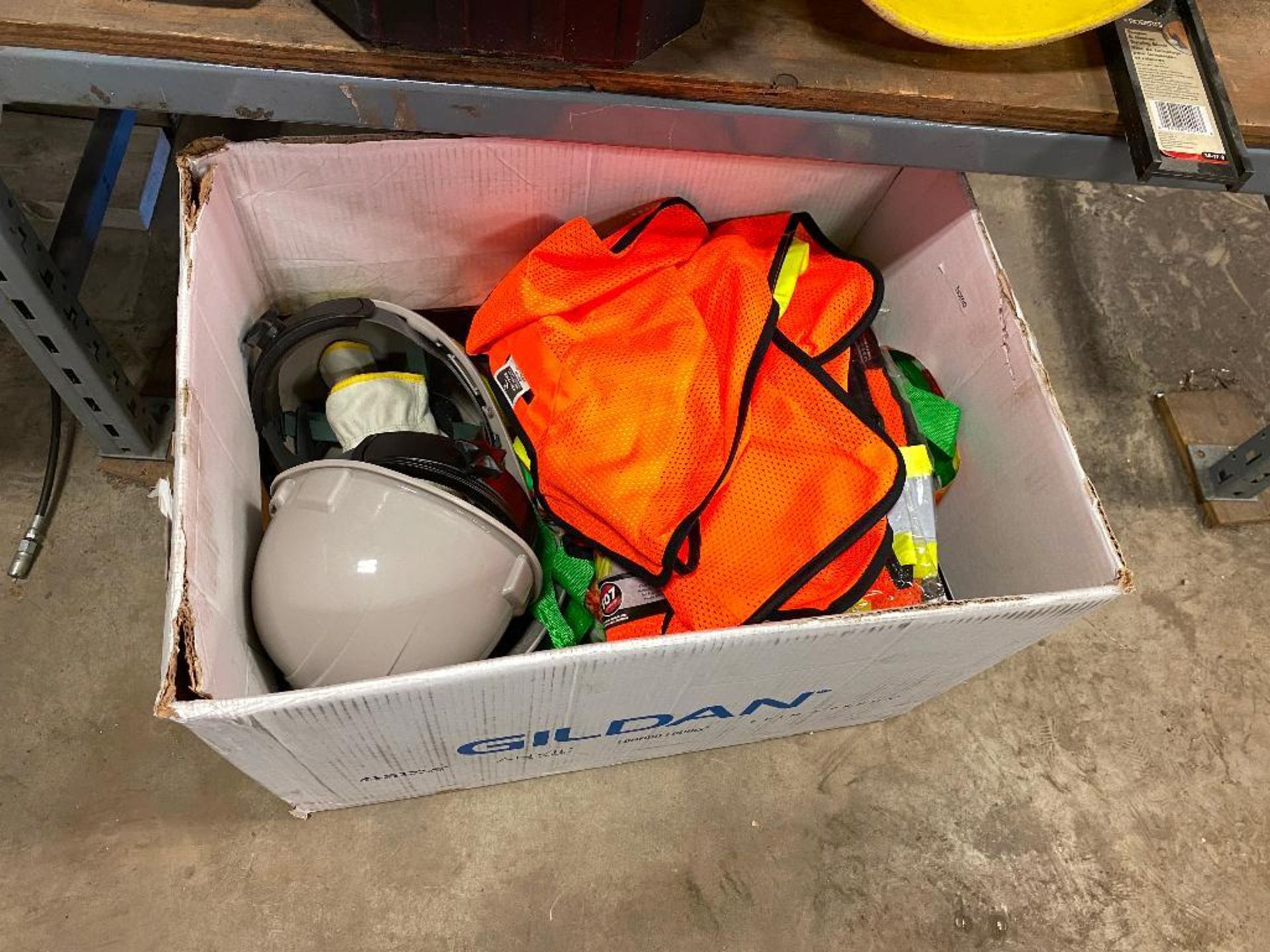 Contents of Bottom 2 Shelves including Tarps, Hard Hats, Safety Vests, Oil, Filters, SCBA Masks, etc - Image 3 of 6