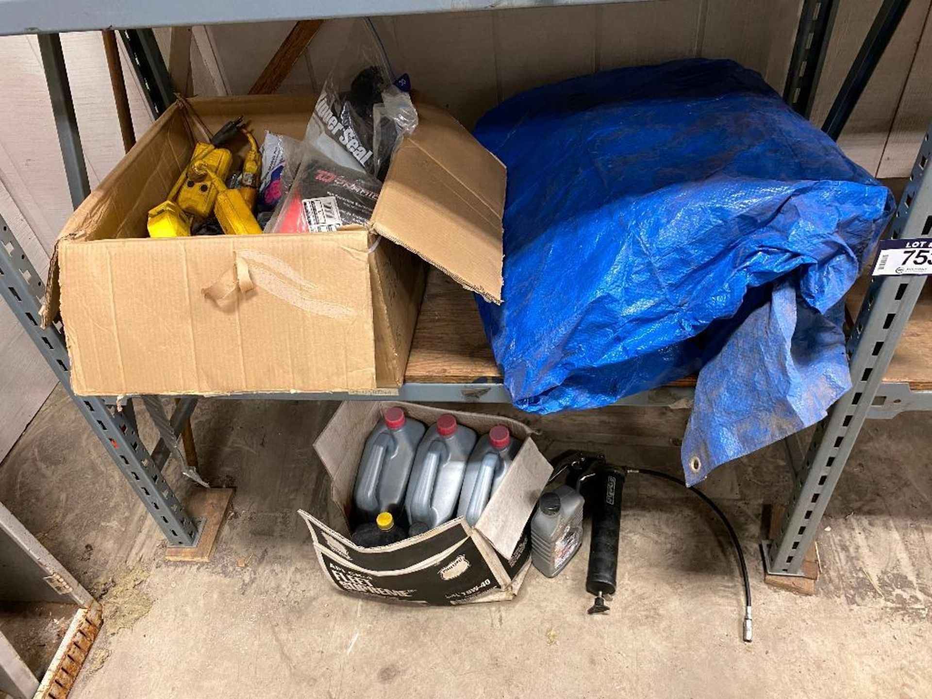 Contents of Bottom 2 Shelves including Tarps, Hard Hats, Safety Vests, Oil, Filters, SCBA Masks, etc - Image 5 of 6