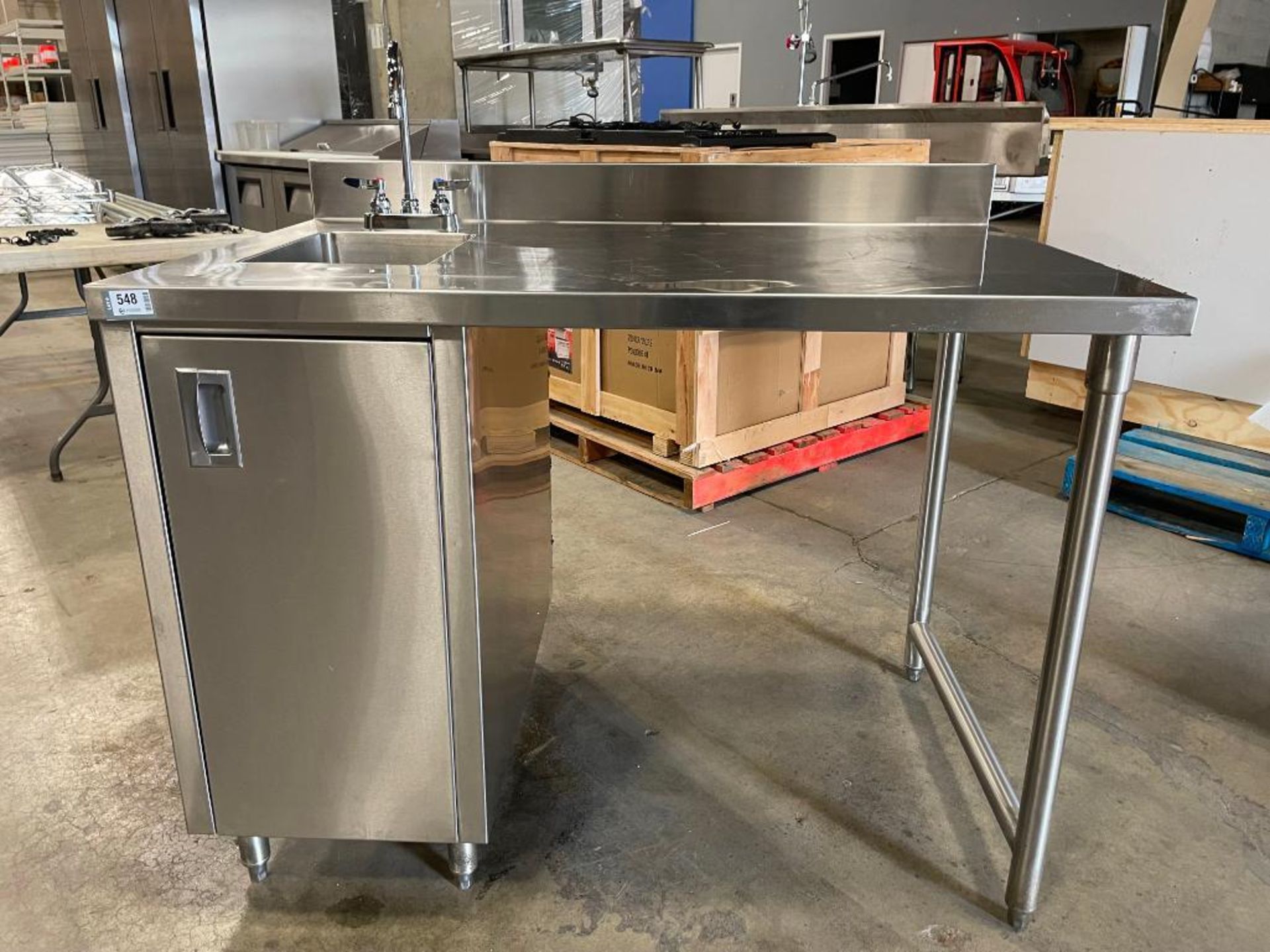 48" STAINLESS STEEL WORK TABLE WITH SINGLE WELL SINK - Image 2 of 11