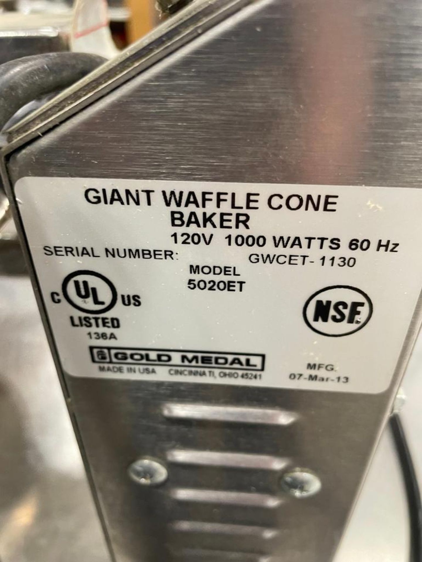 GOLD MEDAL 5020ET GIANT WAFFLE CONE BAKER - Image 5 of 7