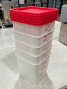 7.5 QT CAMBRO SQUARE WHITE FOOD STORAGE CONTAINER - LOT OF 5