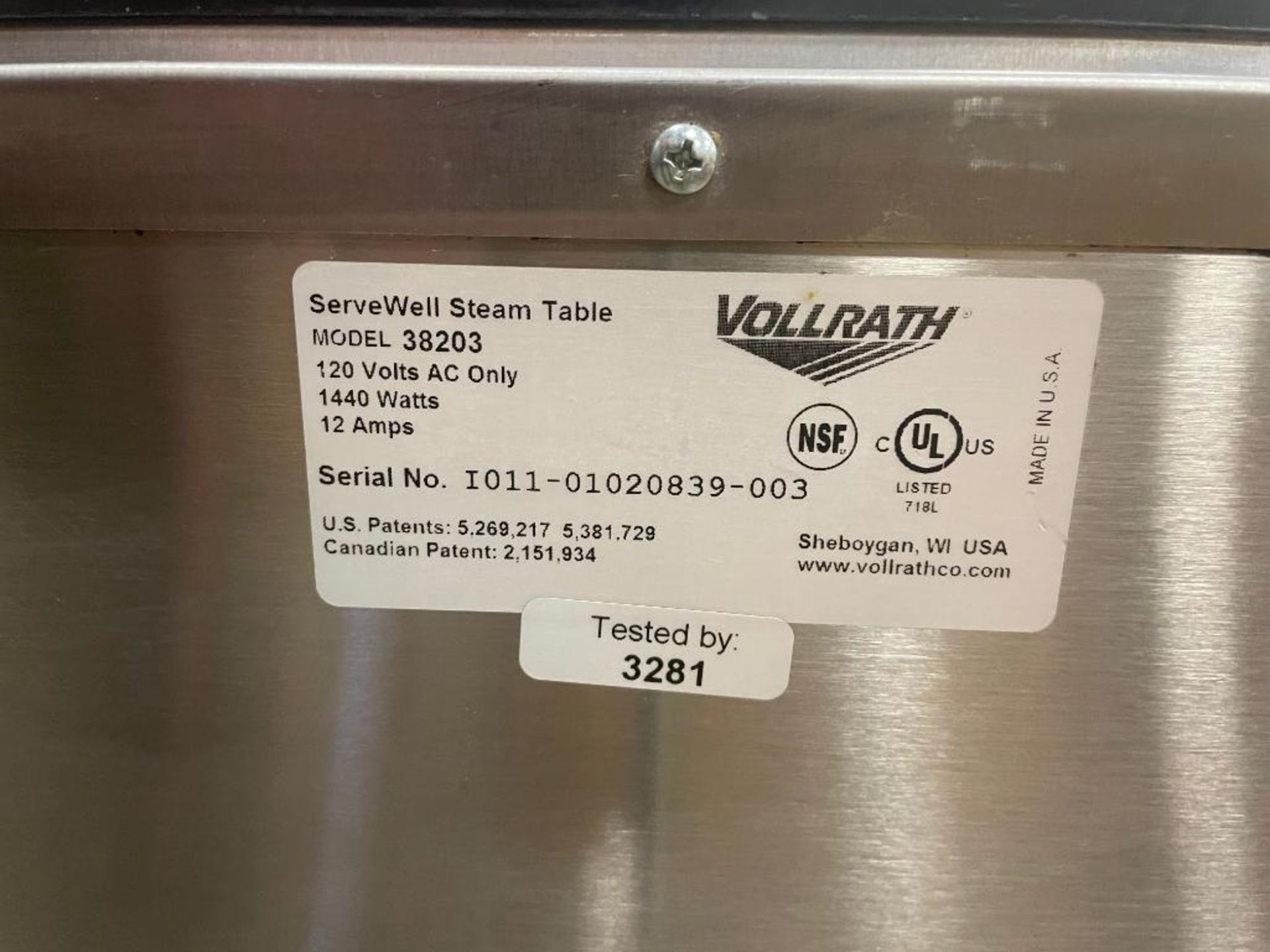 VOLLRATH SERVE WELL 3-WELL STEAM TABLE - Image 4 of 11