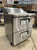 TRUE TSSU-27-08D-2-HC STAINLESS STEEL 27" TWO DRAWER REFRIGERATED PREP TABLE