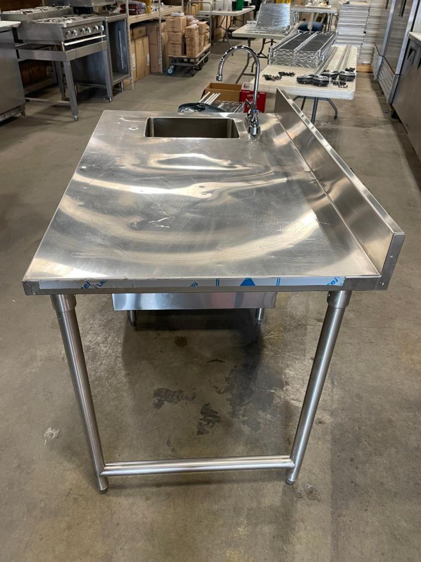 48" STAINLESS STEEL WORK TABLE WITH SINGLE WELL SINK - Image 5 of 11