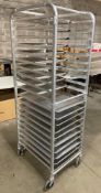 20 TIER BUN RACK WITH (10) FULL SIZE BUN PANS & (10) HALF SIZE BUN PANS