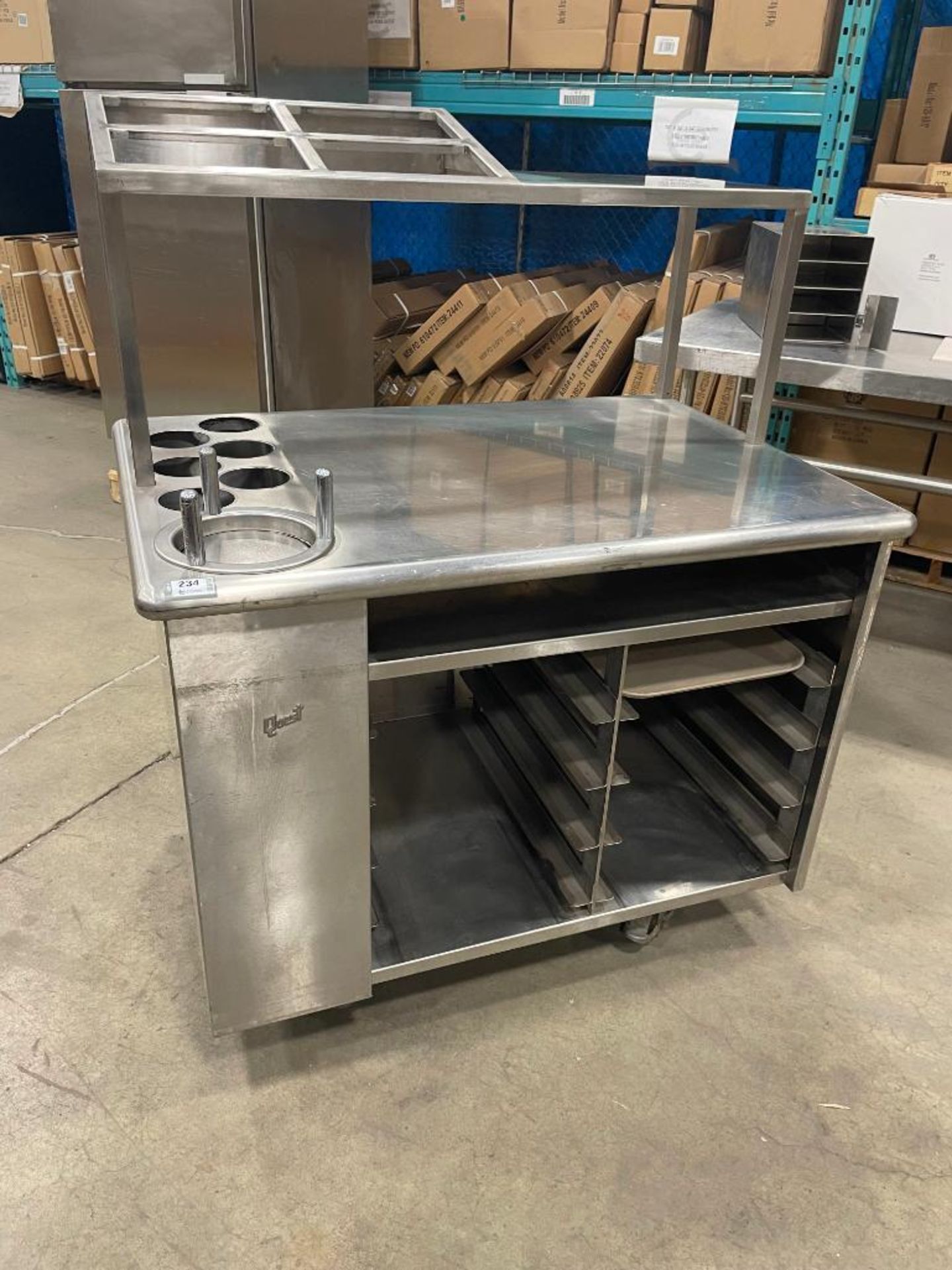 QUEST CUSTOM STAINLESS STEEL MOBILE CART WITH PLATE LOWERATOR - Image 3 of 12