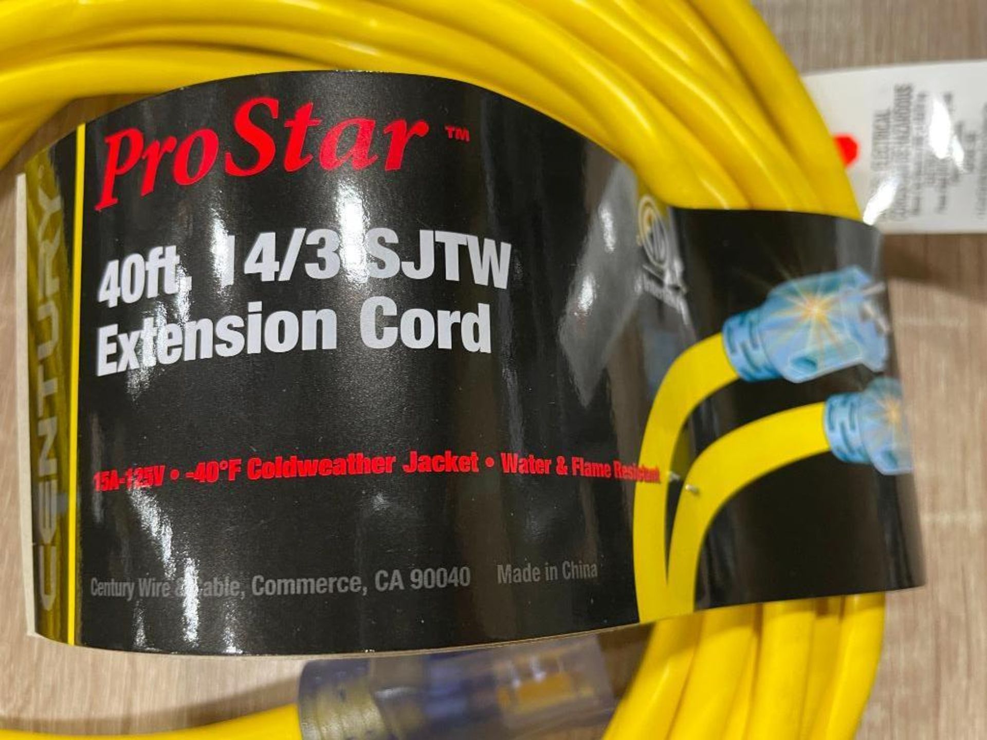 CENTURY, PRO STAR - 40' 14/3 SJTW EXTENSION CORD YELLOW - NEW - LOT OF 3 - Image 2 of 3
