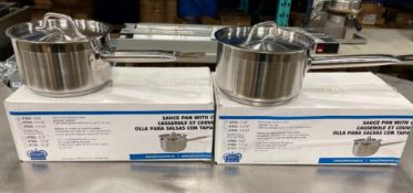 (2) 2QT HEAVY DUTY STAINLESS SAUCE PAN SET INDUCTION CAPABLE, JR 47622 - NEW