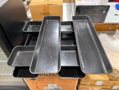 OMCAN 30” X 8.75” BLACK FIBERGLASS MARKET TRAY, LOT OF 6, NEW