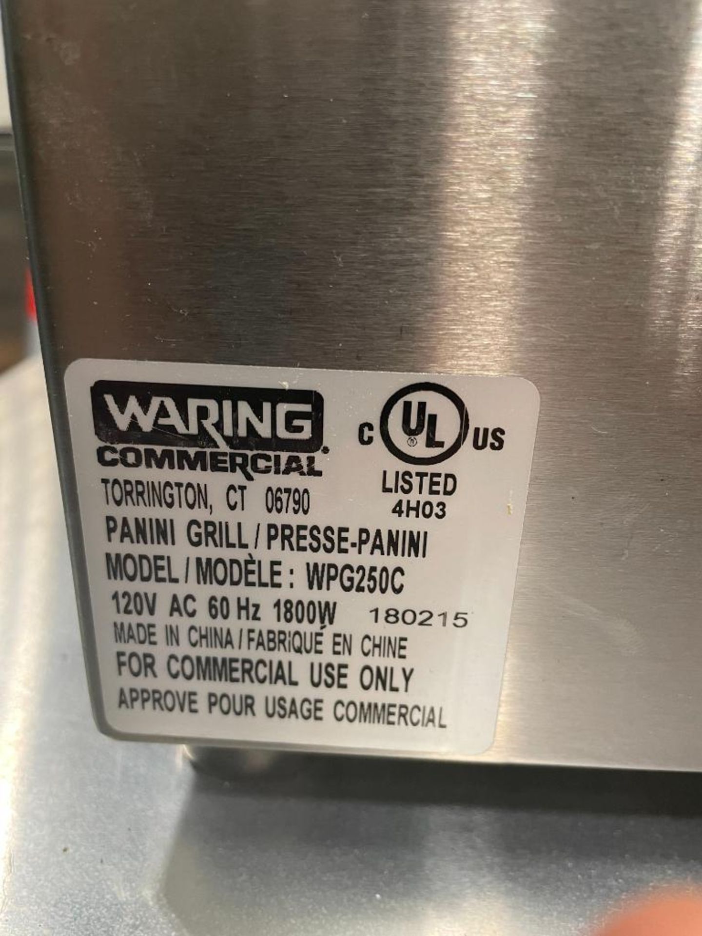 WARING COMMERCIAL WPG250C PANINI SUPREMO GRILL - Image 8 of 9