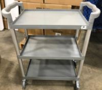 3 TIER TROLLEY CART, GREY, 16-1/8"X32-7/8"X37-7/8"H, 120-T1632 - NEW