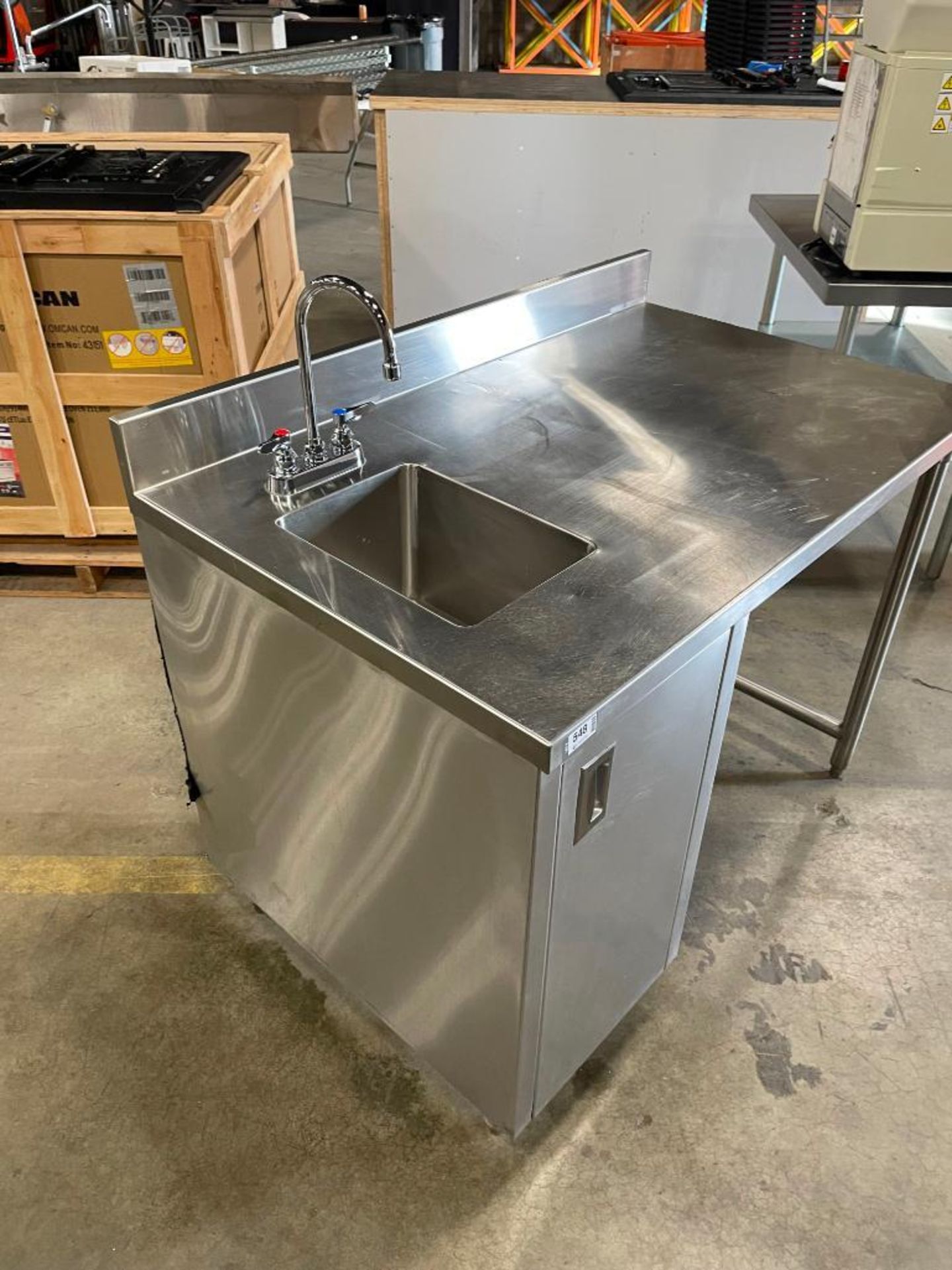 48" STAINLESS STEEL WORK TABLE WITH SINGLE WELL SINK - Image 3 of 11