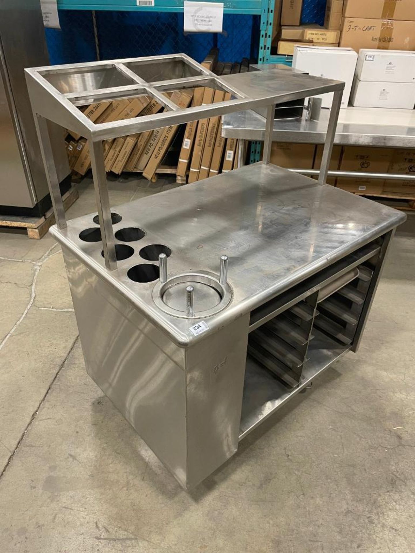 QUEST CUSTOM STAINLESS STEEL MOBILE CART WITH PLATE LOWERATOR - Image 2 of 12
