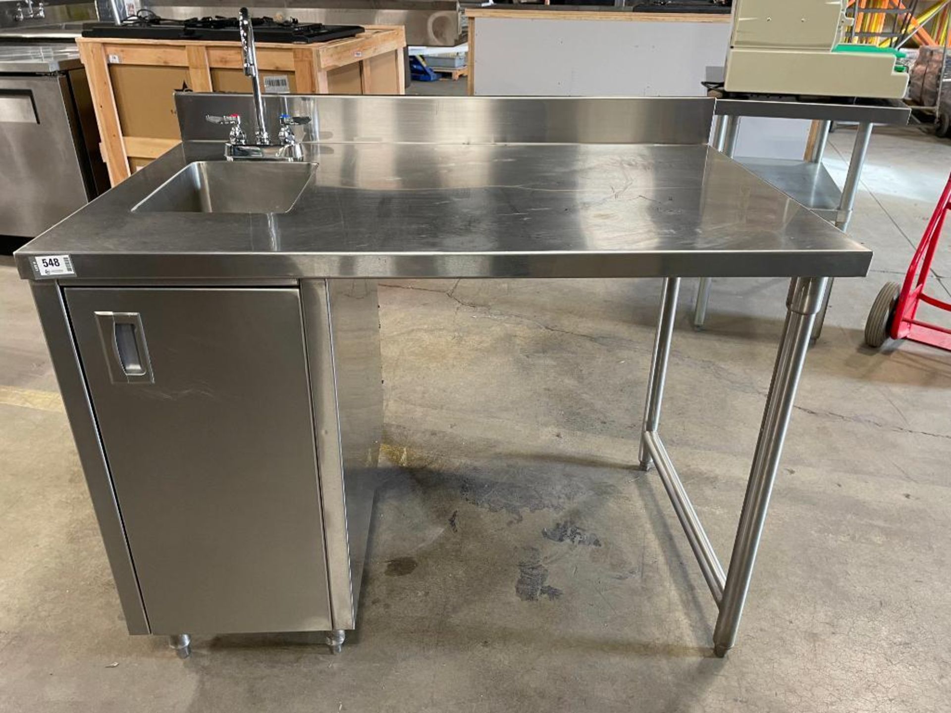 48" STAINLESS STEEL WORK TABLE WITH SINGLE WELL SINK - Image 4 of 11