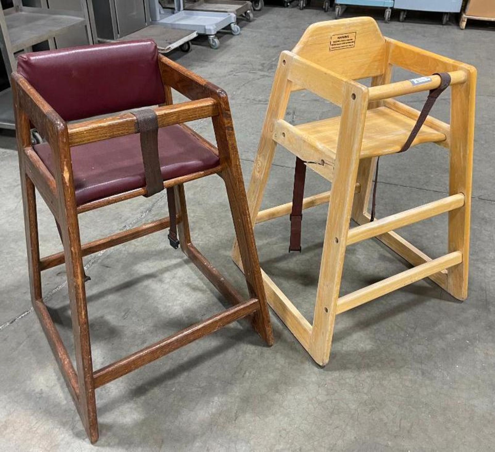 (2) WOODEN HIGH CHAIRS
