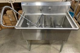 STAINLESS STEEL TWO COMPARTMENT SINK WITH PRE-RINSE