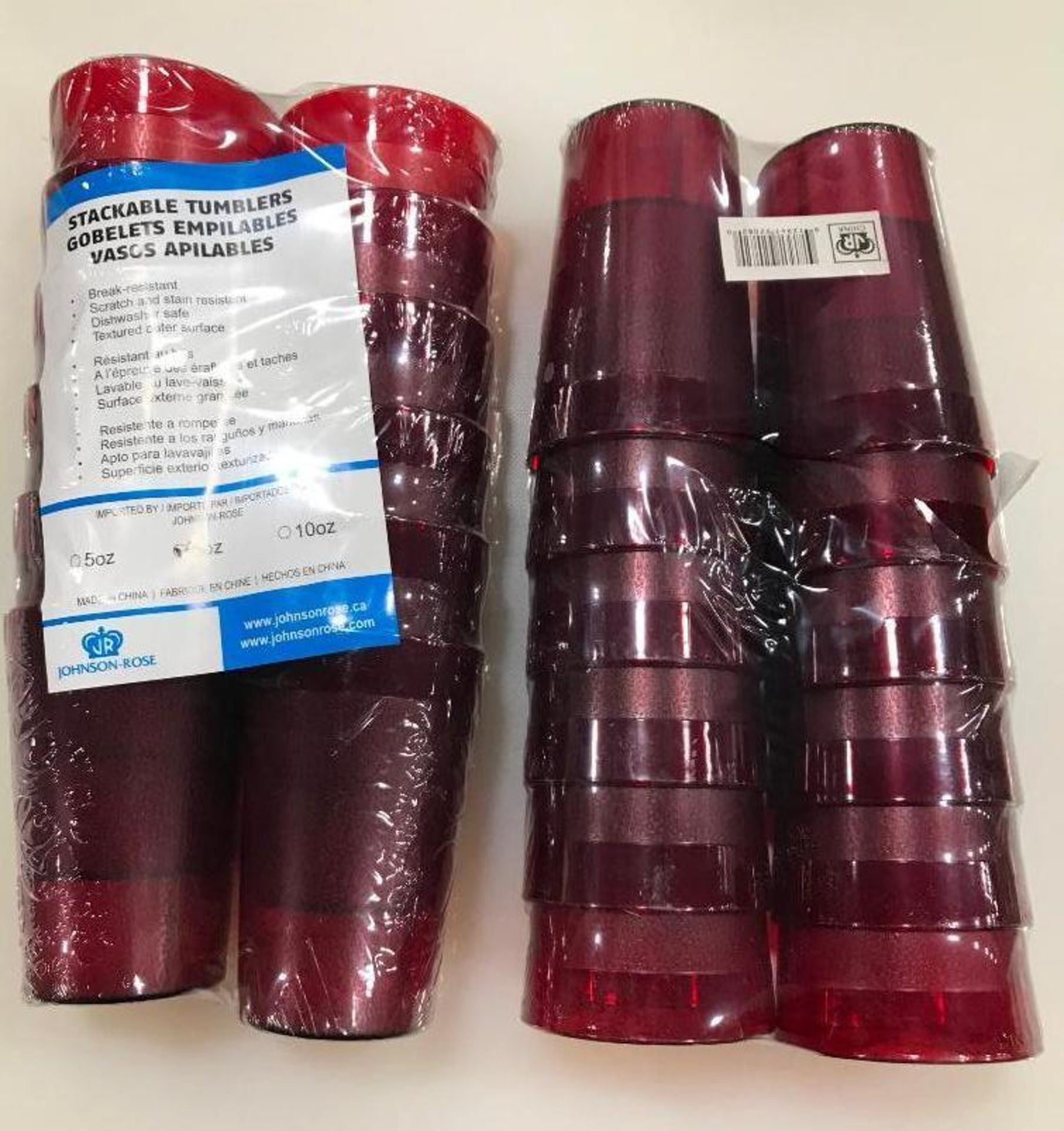 8 OZ PLASTIC STACKABLE RED TUMBLERS - LOT OF 24 - NEW - Image 3 of 3