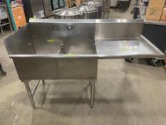 QUEST STAINLESS STEEL TWO WELL SINK WITH RIGHT HAND DRAINBOARD