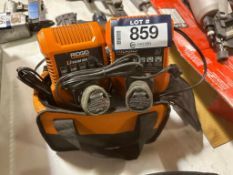 Lot of (2) Ridgid 12V Batteries, (3) Ridgid 12V Chargers