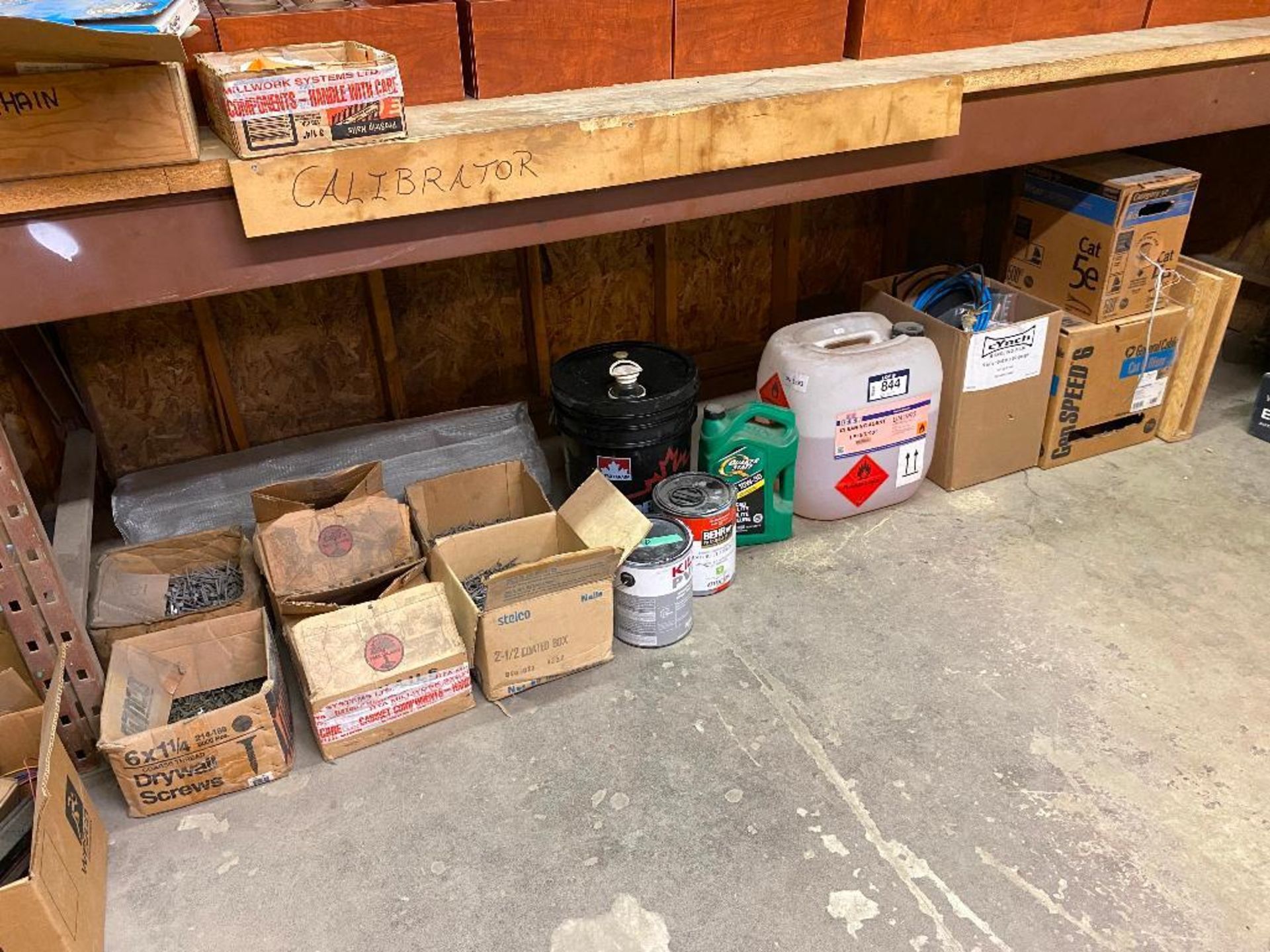 Lot of Asst. Nails, Cat5e Wire, Oils, Paint, Cleaning Agents, etc.