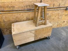 24” X 48” X 24” Rolling Work Cabinet w/ Wooden Stool