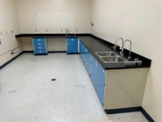 L-Shaped Mott Laboratory Work Bench with Metal Cabinets