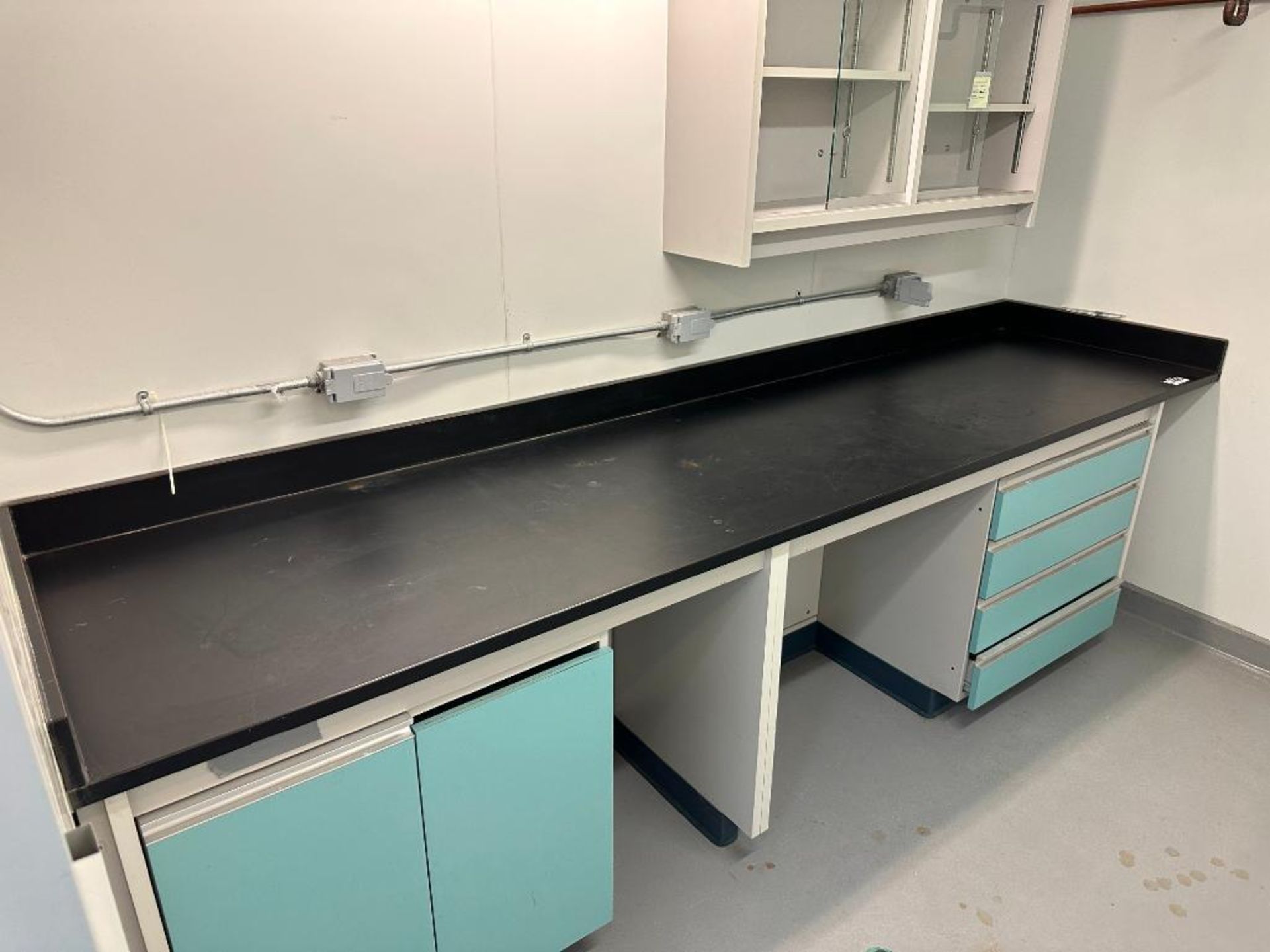 124" Laboratory Work Bench with 48" Wall Mounted Storage Cabinet