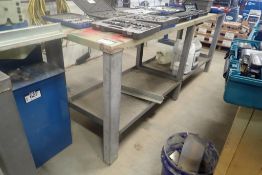 Lot of 22"x94" Infeed Table and 22"x94" Outfeed Table.