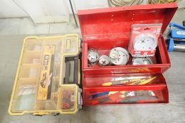 Lot of Hole Saws, Reciprocating Saw Blades, Wire Ferrules, etc.