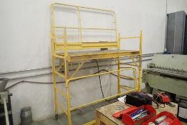 Lot of MetalTech 1,100lbs Capacity Mobile Baker Scaffolding and (2) Sections Safety Barriers.