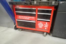 6-drawer Roll Away 41"x18"x33" Tool Cabinet w/Key and Contents.