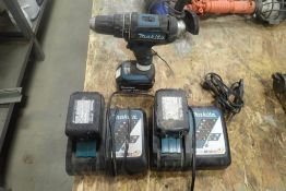 Makita Cordless 18v Drill w/(3) Batteries and (2) Chargers.