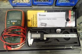 Lot of Extech 430 True RMS Multimeter and Titan Digital Caliper.