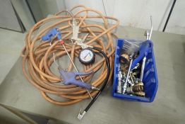 Lot of Air Hose, Pressure Gages, Fittings, etc.