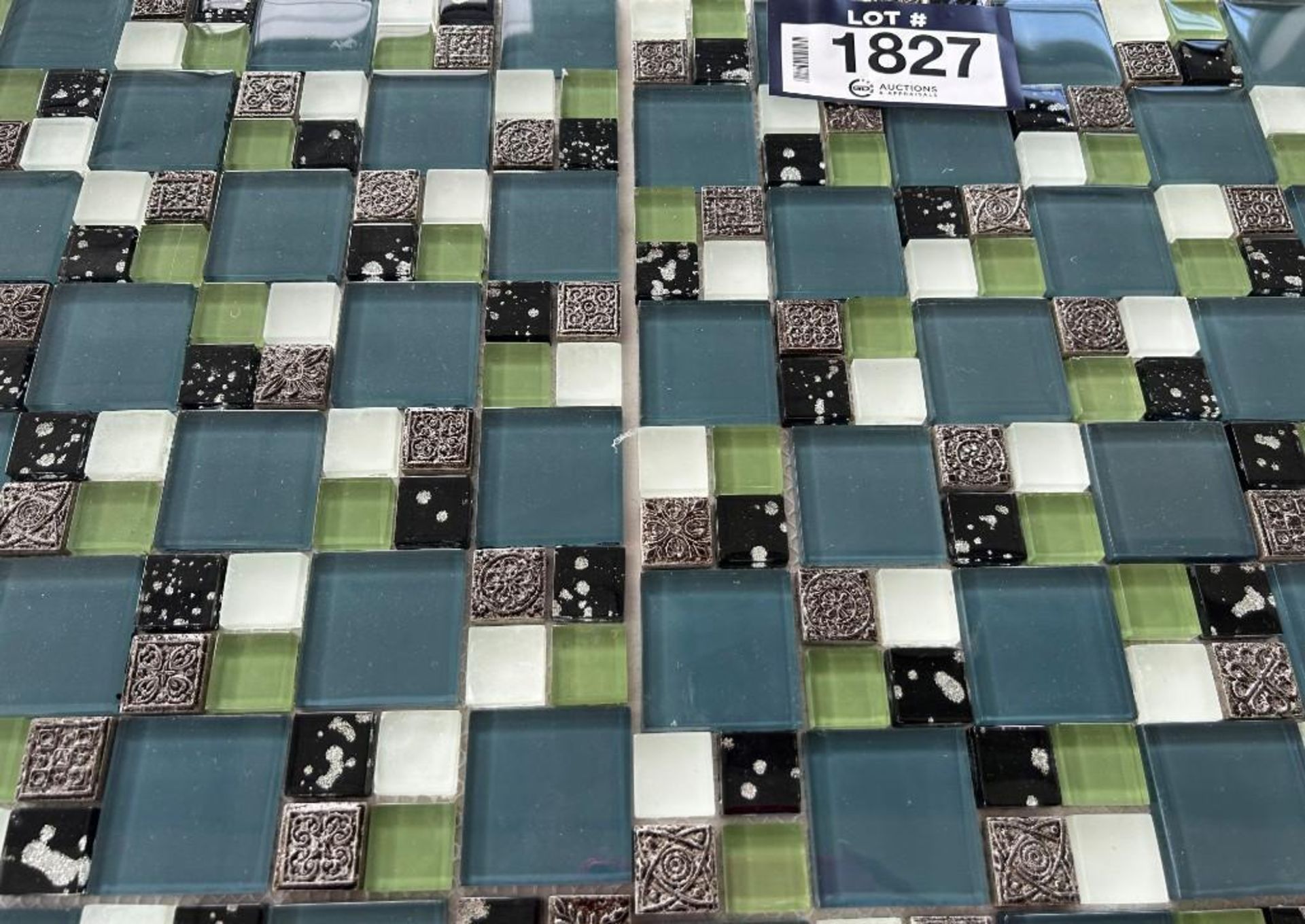 Lot of Approx. (26) Boxes- 286sq ft SB094 Glass Mosaic Metal Inserts 12x12 Tile.