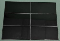 Lot of Approx. (63) Boxes-1,197sq ft Glossy Black 3x6 Ceramic Subway Wall Tile.