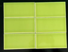 Lot of Approx. (21) Boxes-399sq ft Glossy Apple Green 3x6 Ceramic Subway Wall Tile.