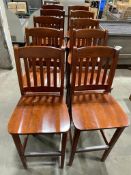 LOT OF (10) SLAT BACK WOOD BAR HEIGHT CHAIRS