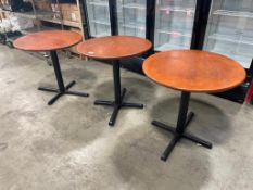 (3) 29.5" ROUND WOOD TOP TABLES