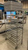 7 TIER STAINLESS STEEL MOBILE PLATTER CART WITH (24) FULL SIZE BUN PANS