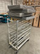 5 TIER STAINLESS STEEL MOBILE PLATTER CART WITH (24) FULL SIZE BUN PANS