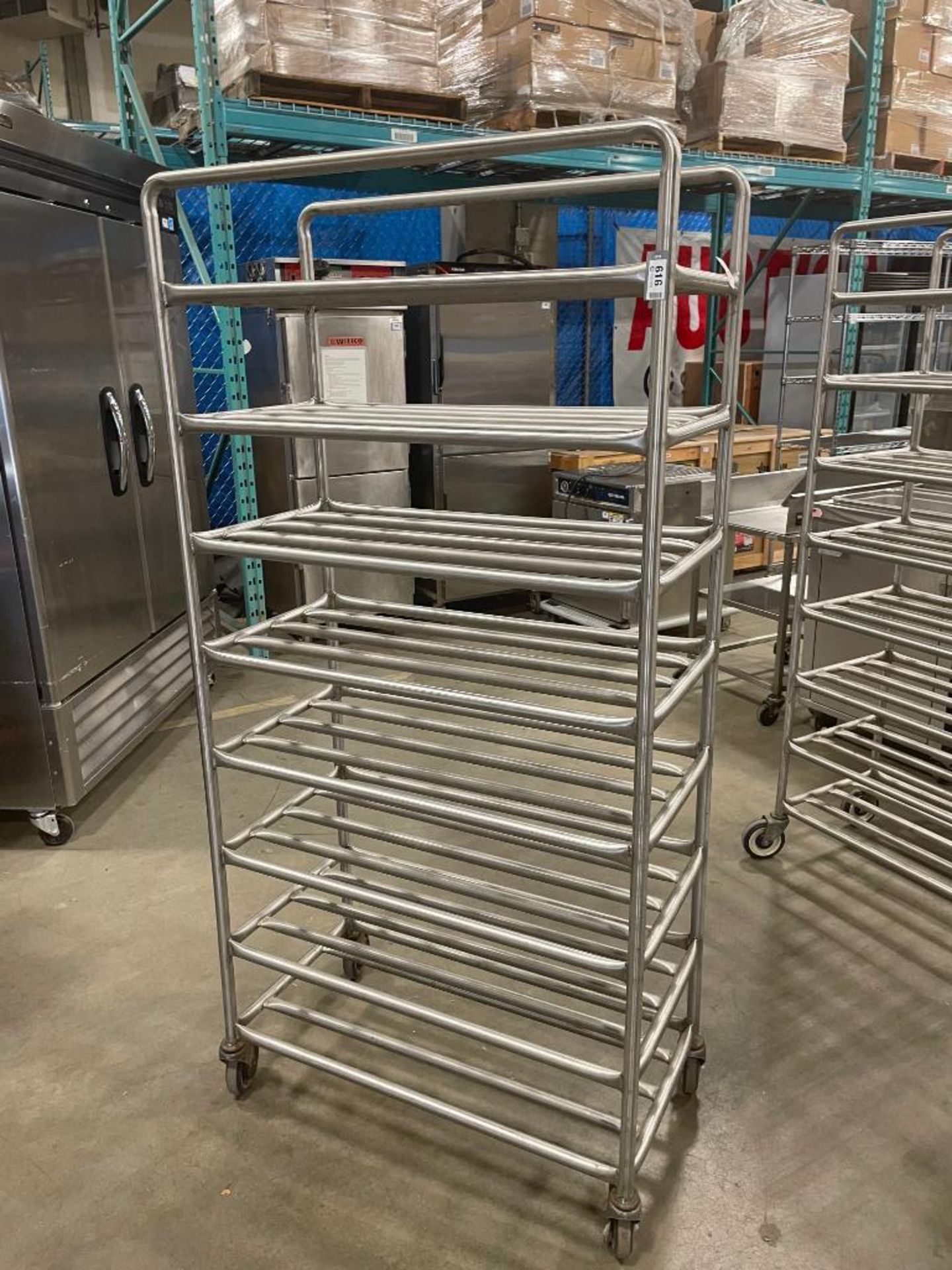 8 TIER STAINLESS STEEL MOBILE PLATTER CART - Image 3 of 4