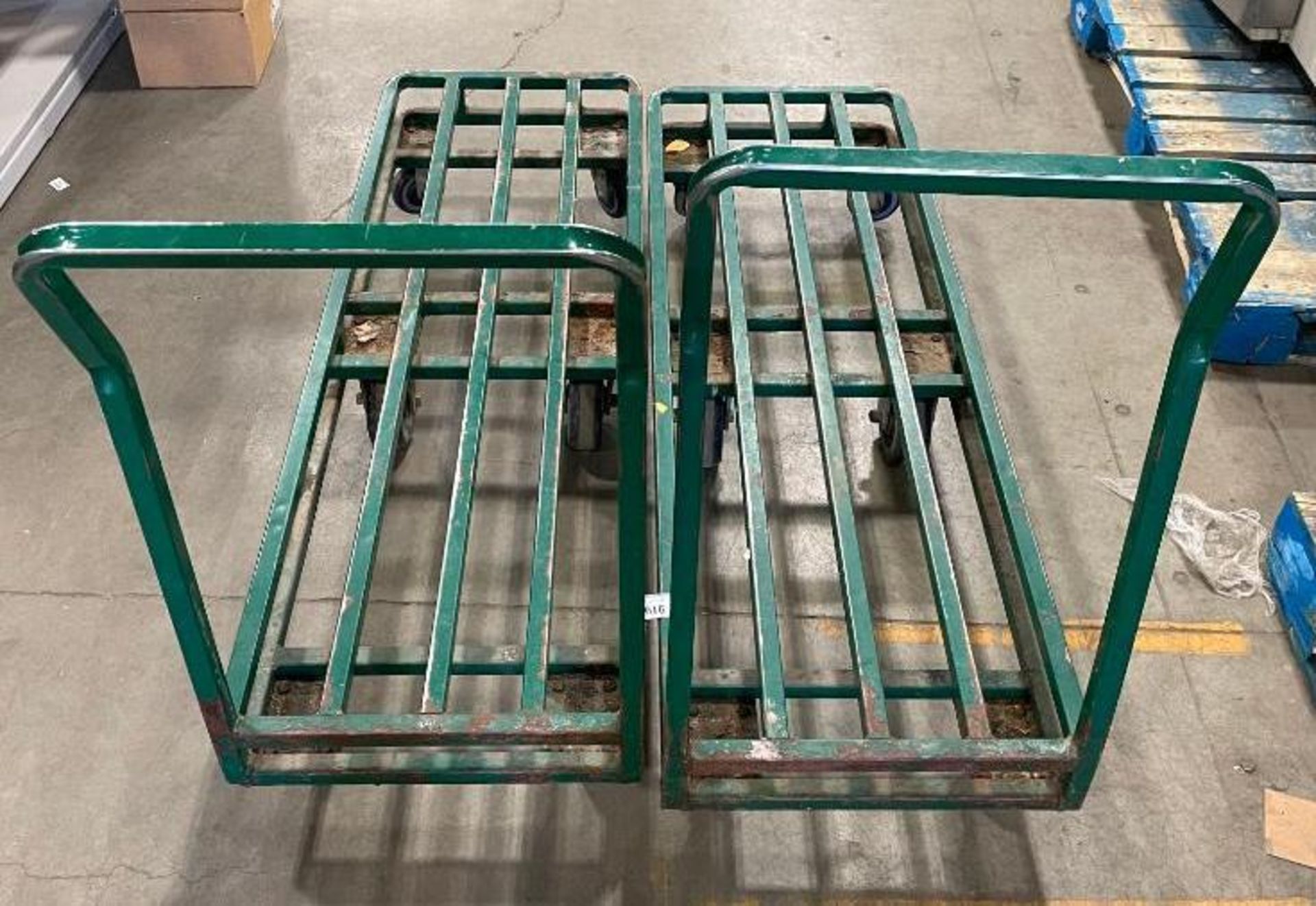 LOT OF (2) GREEN STEEL WAREHOUSE STOCKING CART - Image 2 of 4