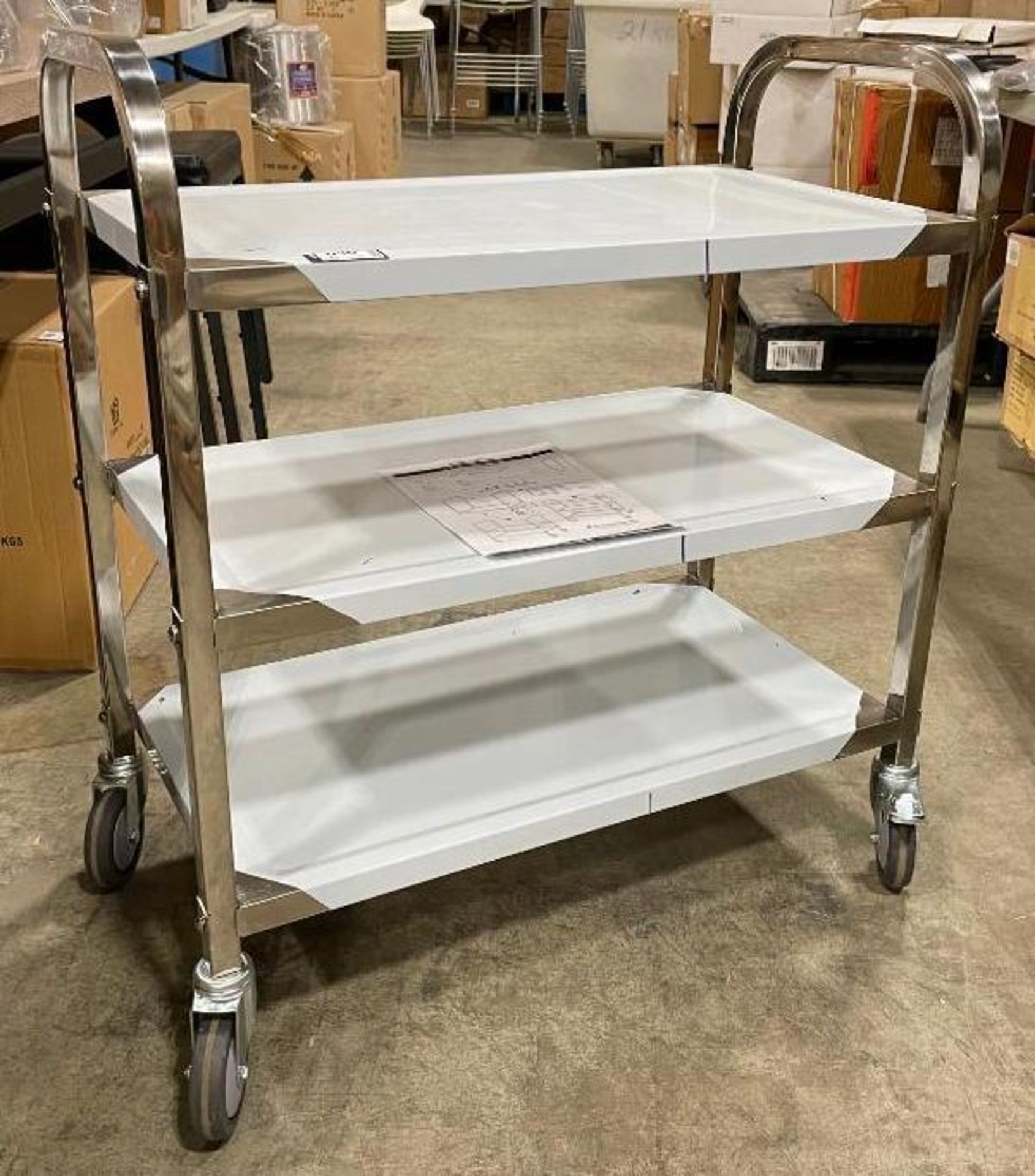 27" X 15" STAINLESS STEEL 3 TIER BUSSING CART - NEW - OMCAN 24418