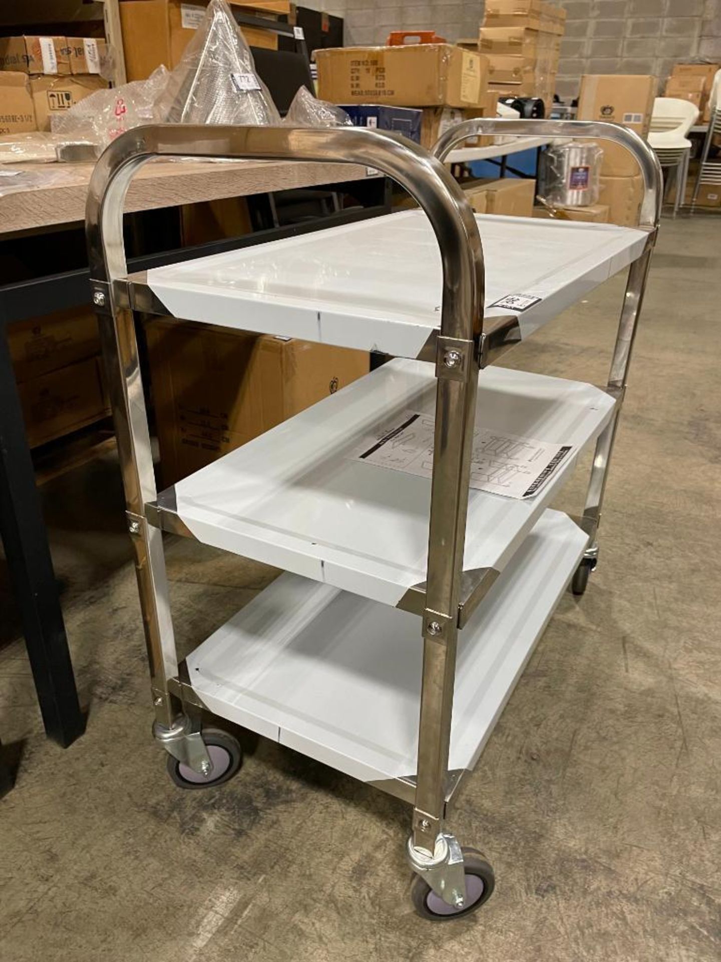 27" X 15" STAINLESS STEEL 3 TIER BUSSING CART - NEW - OMCAN 24418 - Image 3 of 5