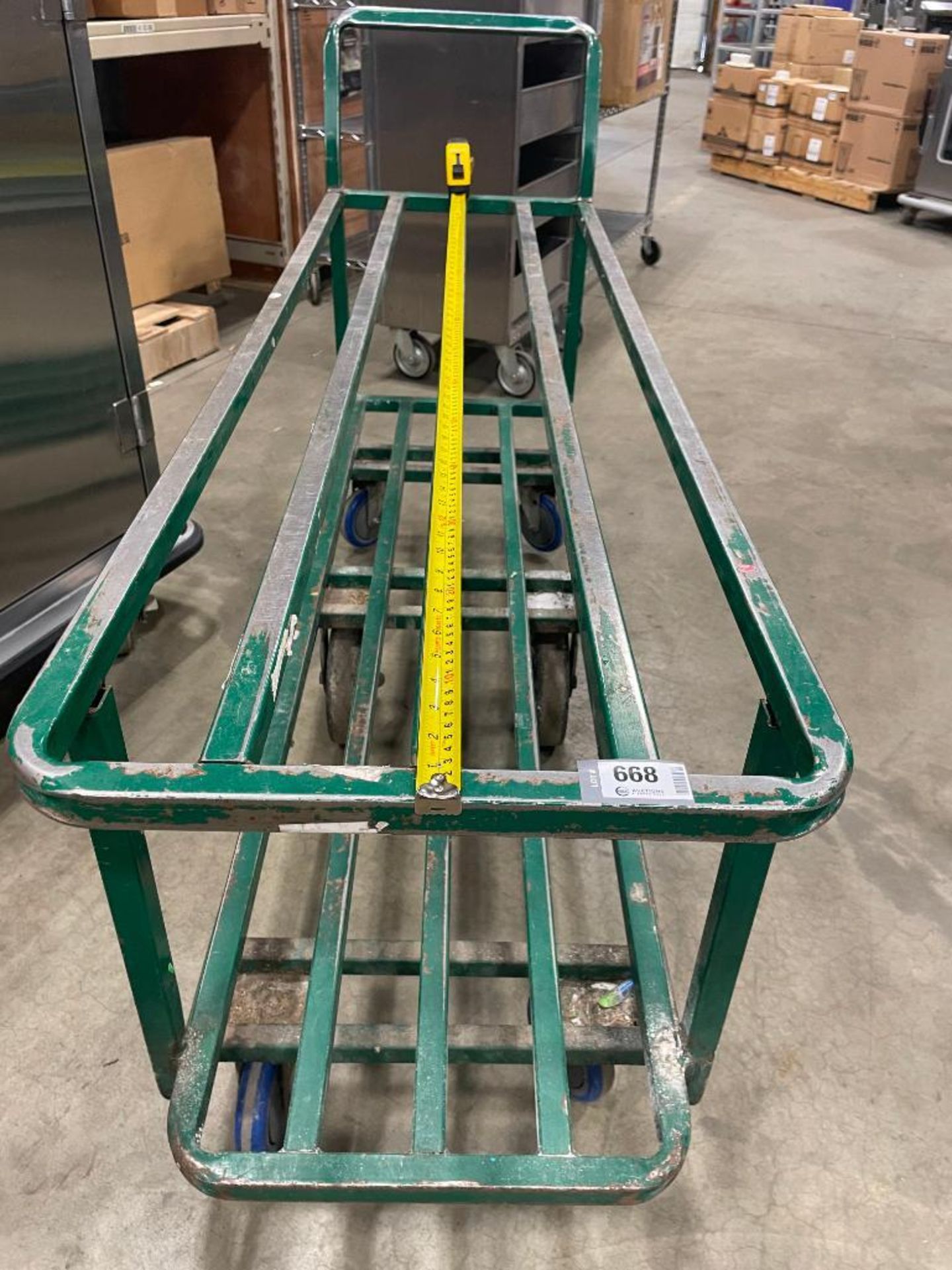 2 TIER GREEN STEEL WAREHOUSE STOCKING CART - Image 4 of 4