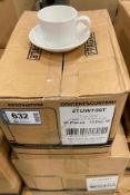 DUDSON TUDOR WHITE AFTER DINNER 3OZ. STACKING CUP & DUDSON TUDOR WHITE 4.25" COASTER - LOT OF 36 SET