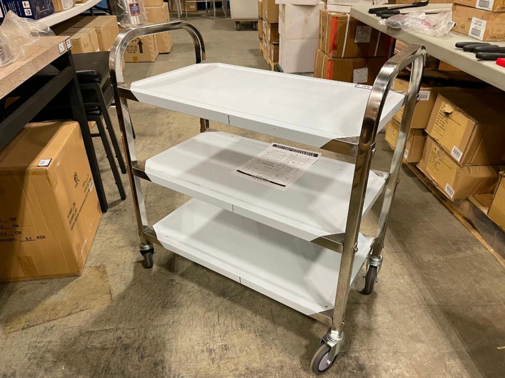 27" X 15" STAINLESS STEEL 3 TIER BUSSING CART - NEW - OMCAN 24418 - Image 4 of 5