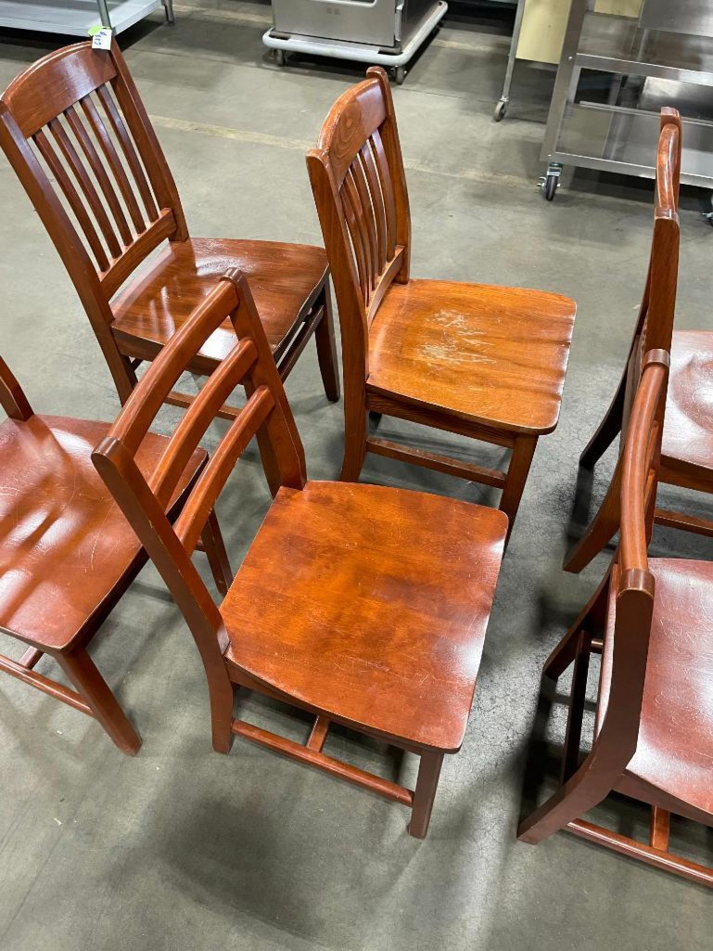 LOT OF (10) DOR-VAL SLAT BACK WOOD DINING CHAIRS - Image 6 of 10
